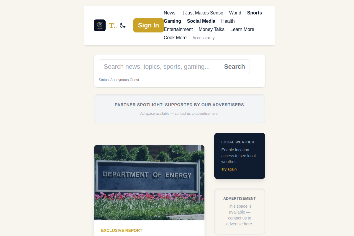 Vox Libre News website homepage